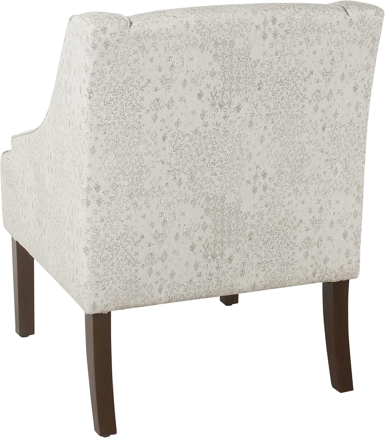 imageHomePop Velvet Swoop Arm Accent Chair Suri BlueCream and Gray Vintage Stencil