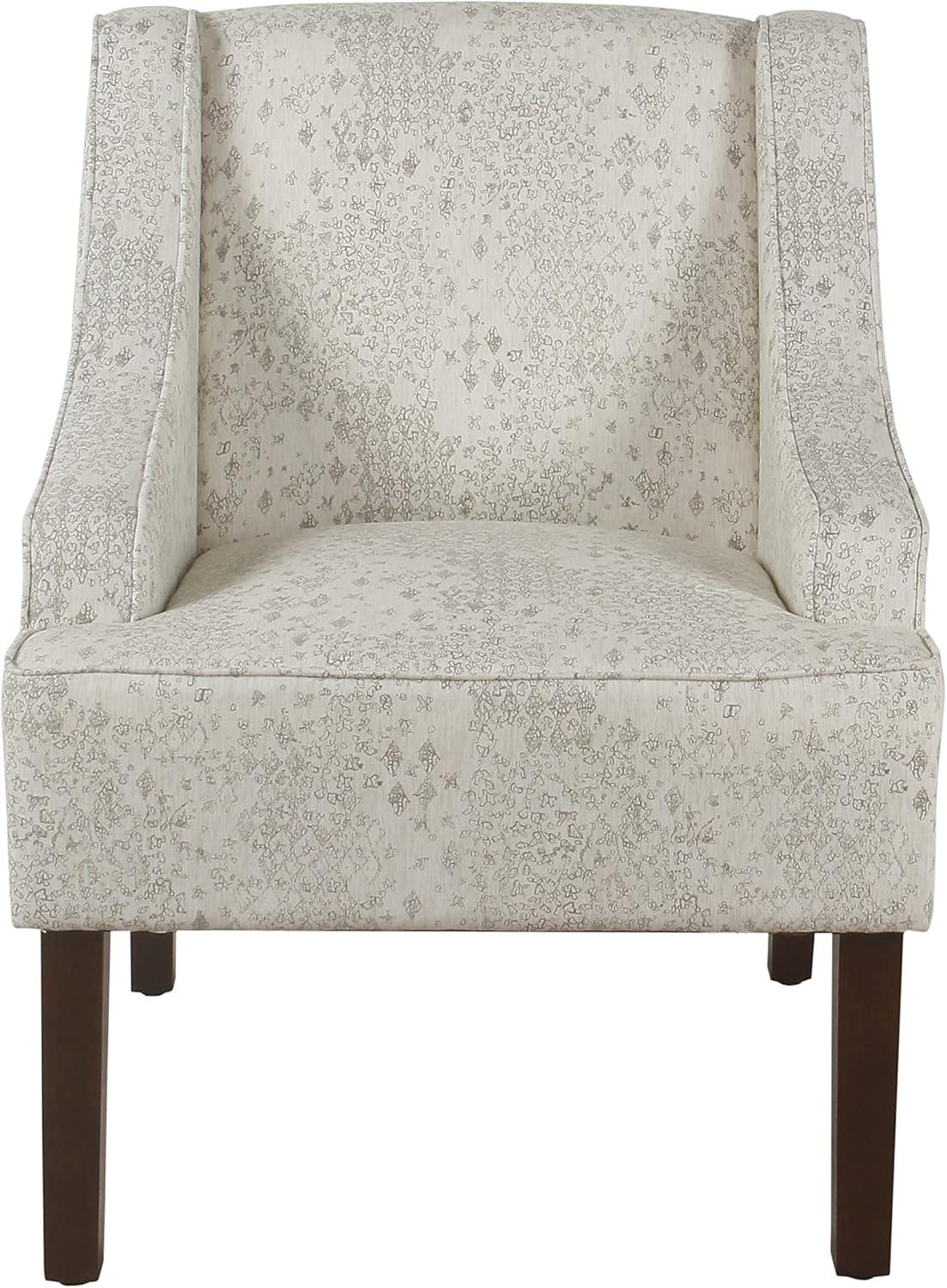 imageHomePop Velvet Swoop Arm Accent Chair Suri BlueCream and Gray Vintage Stencil