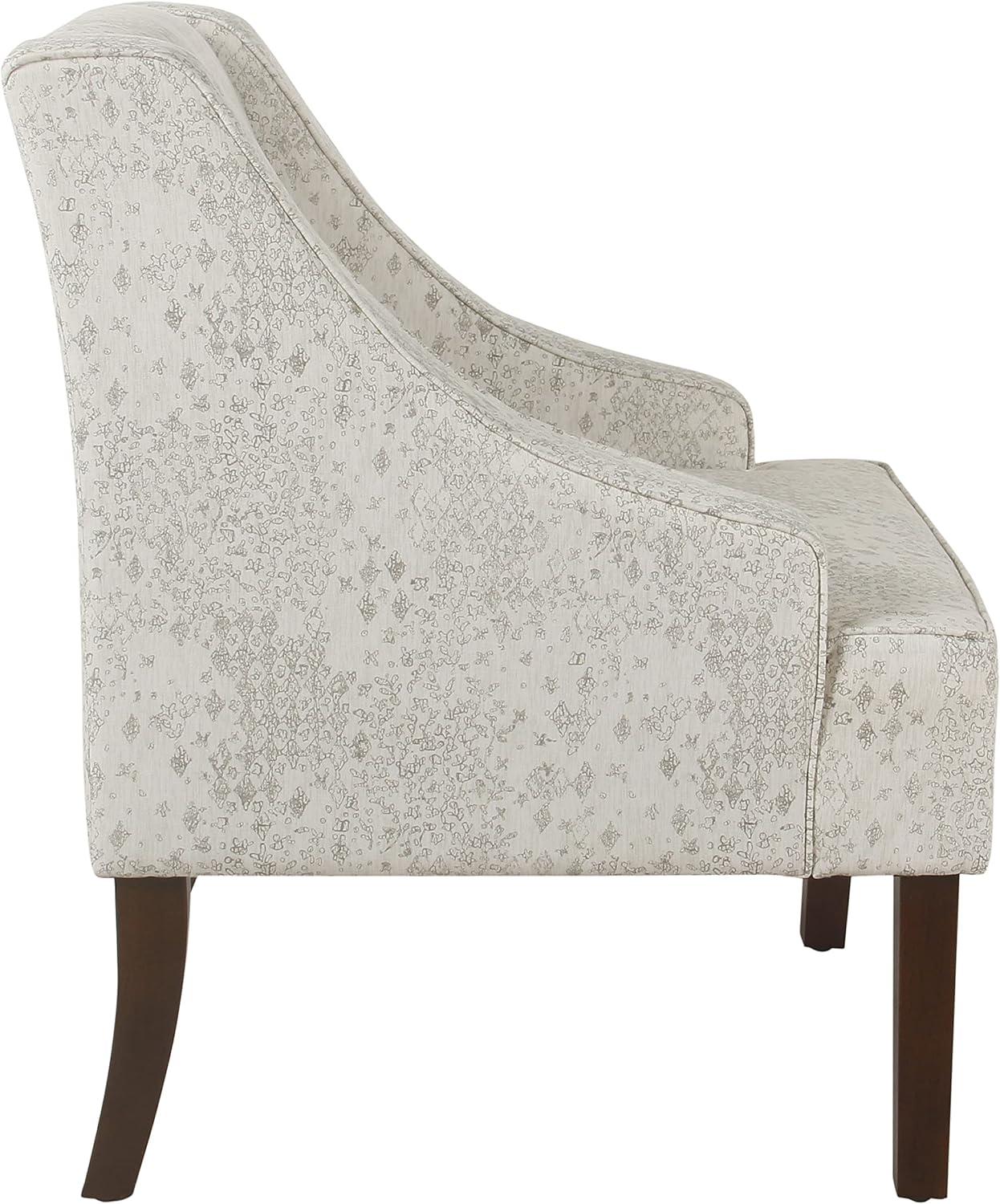 imageHomePop Velvet Swoop Arm Accent Chair Suri BlueCream and Gray Vintage Stencil