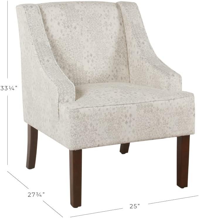 imageHomePop Velvet Swoop Arm Accent Chair Suri BlueCream and Gray Vintage Stencil