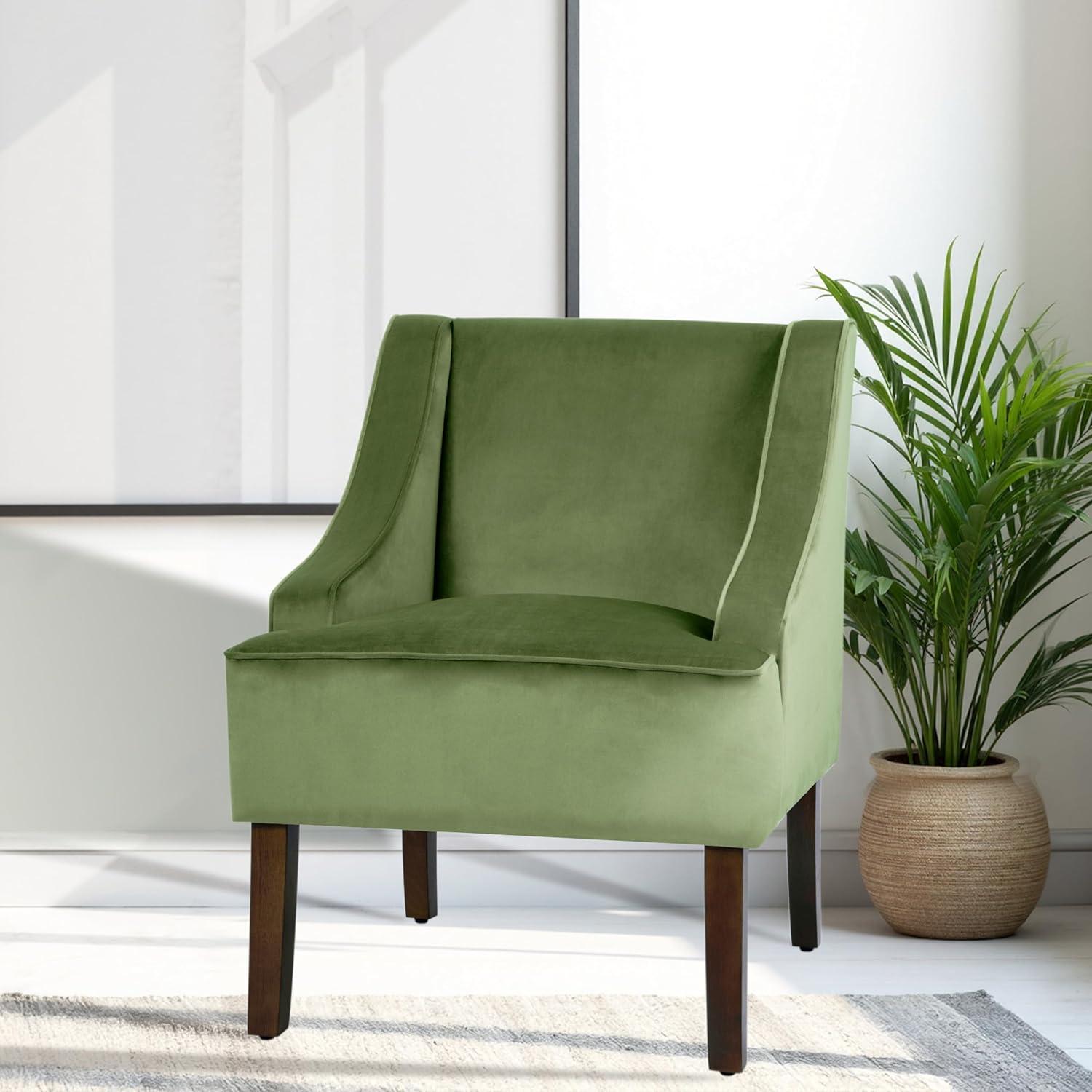 imageHomePop Velvet Swoop Arm Accent Chair Suri BlueGreen Velvet