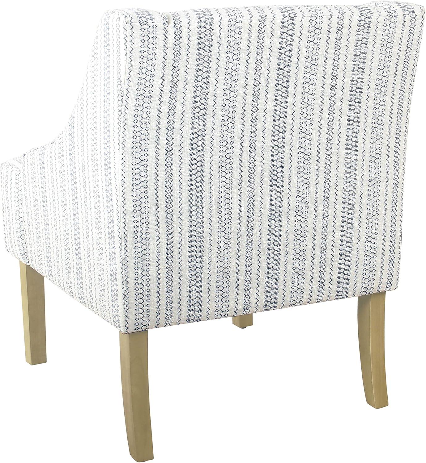 imageHomePop Velvet Swoop Arm Accent Chair Suri BlueIvory Stripe