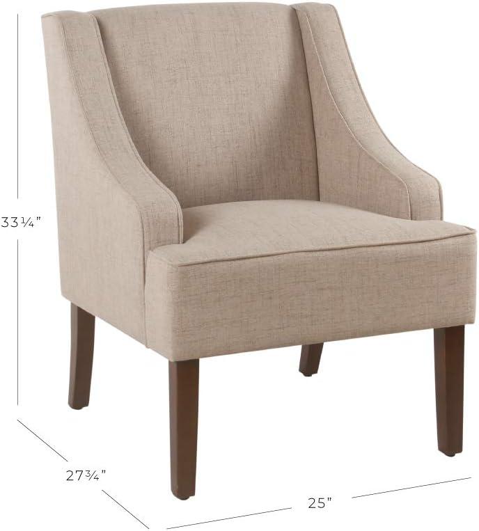 imageHomePop Velvet Swoop Arm Accent Chair Suri BlueNatural Linen
