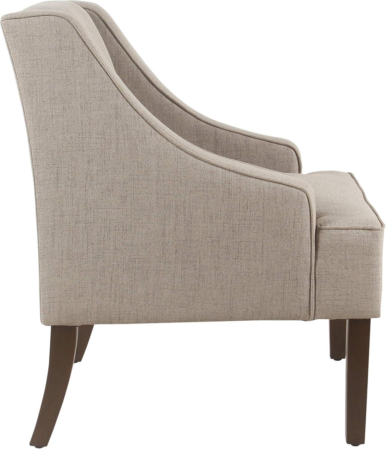 imageHomePop Velvet Swoop Arm Accent Chair Suri BlueNatural Linen