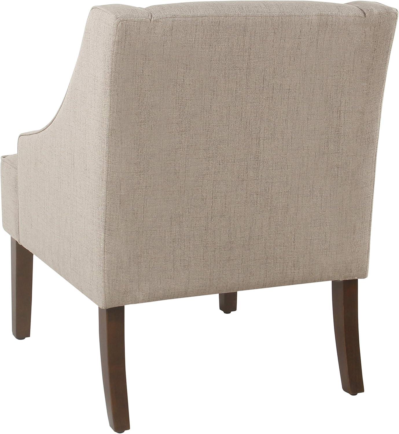 imageHomePop Velvet Swoop Arm Accent Chair Suri BlueNatural Linen