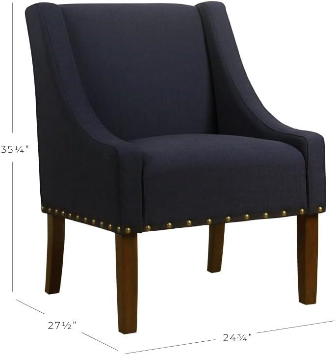 imageHomePop Velvet Swoop Arm Accent Chair Suri BlueNavy Eclipse