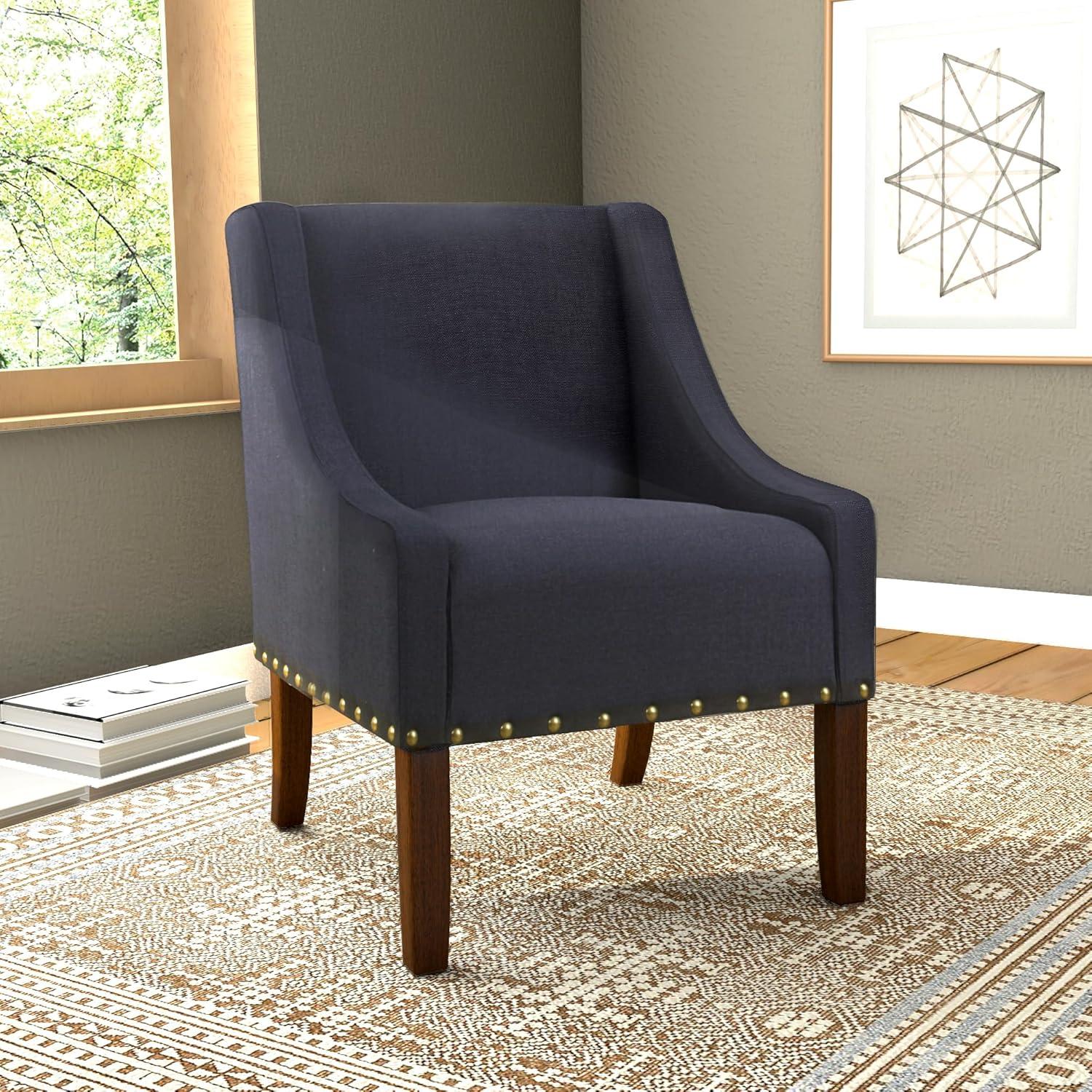 imageHomePop Velvet Swoop Arm Accent Chair Suri BlueNavy Eclipse