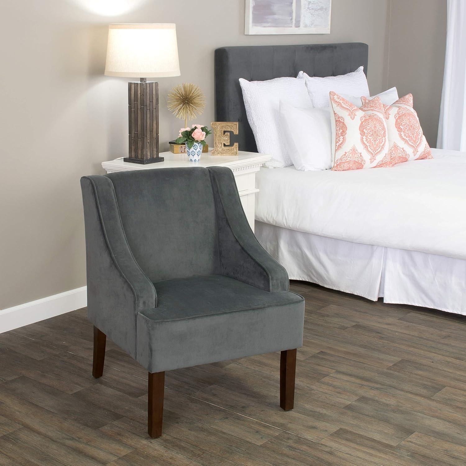 imageHomePop Velvet Swoop Arm LivingRoomChairs Textured Grey