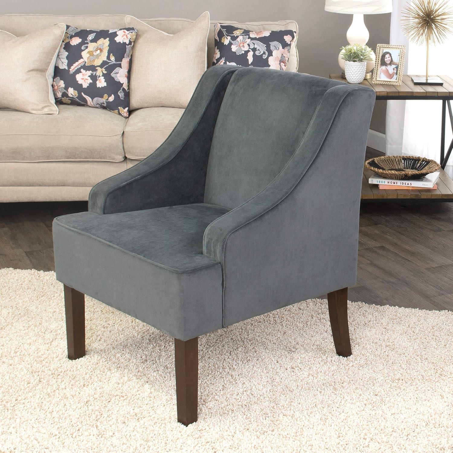 imageHomePop Velvet Swoop Arm LivingRoomChairs Textured Grey