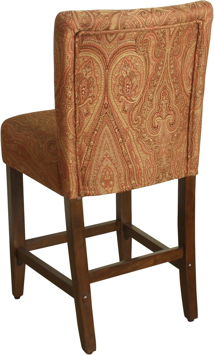 imageHomepop Home Decor Classic Counter Height Bar Stools 24 Inch Bar Stools Decorative Home Furniture Cream Mini Grid PatternRed and Gold Demask