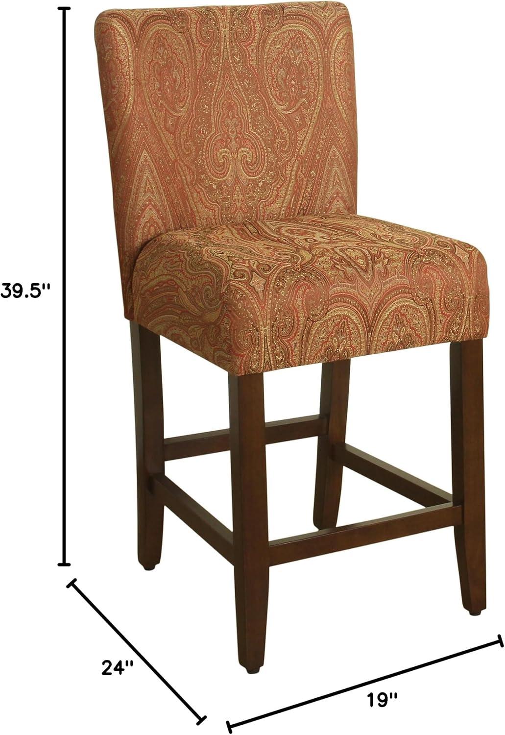 imageHomepop Home Decor Classic Counter Height Bar Stools 24 Inch Bar Stools Decorative Home Furniture Cream Mini Grid PatternRed and Gold Demask