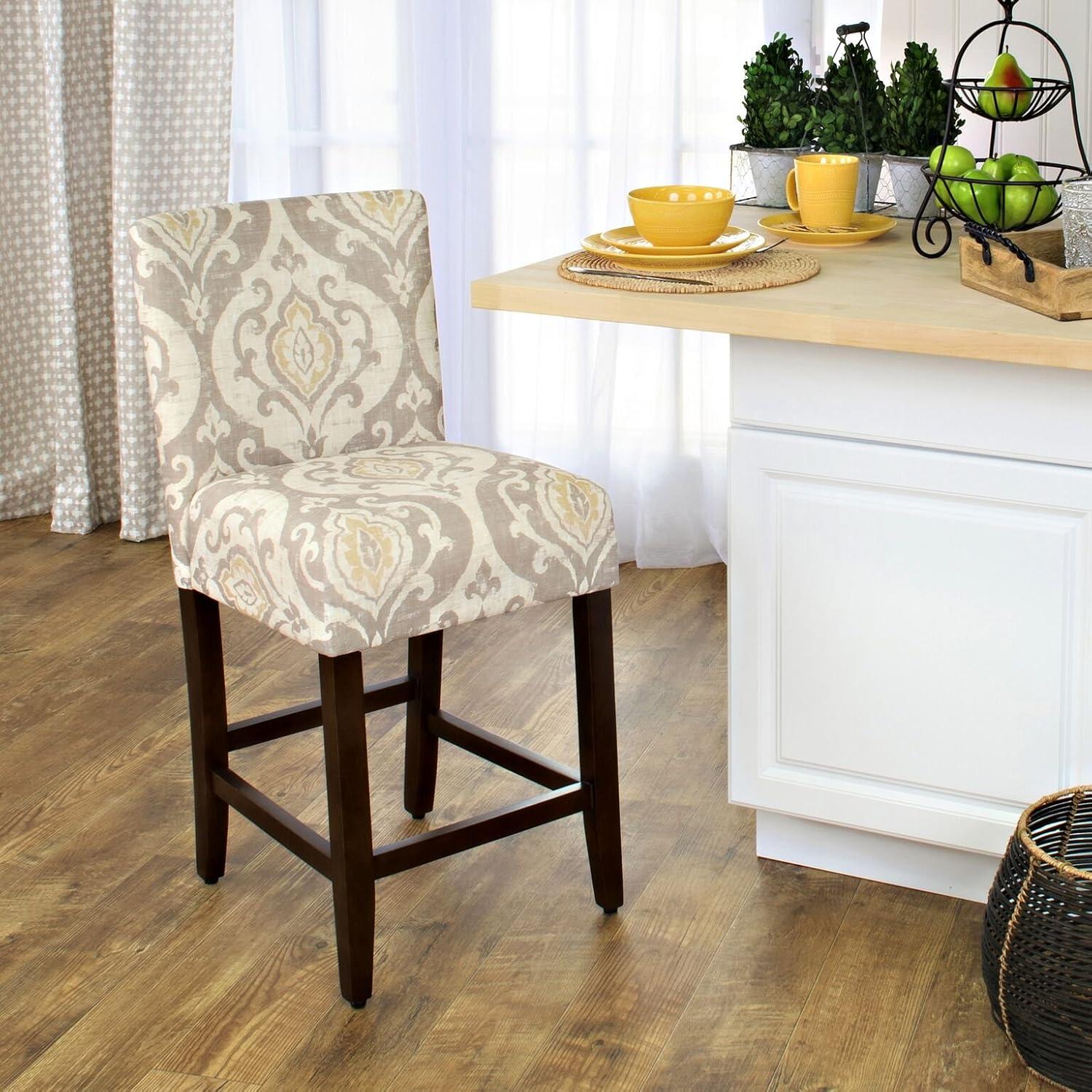 imageHomepop Home Decor Classic Counter Height Bar Stools 24 Inch Bar Stools Decorative Home Furniture Cream Mini Grid PatternTaupe and Cream