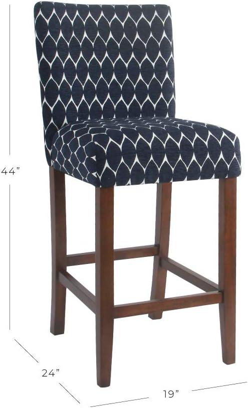 imageHomepop Home Decor Classic Counter Height Bar Stools 24 Inch Bar Stools Decorative Home Furniture Cream Mini Grid PatternTextured Navy