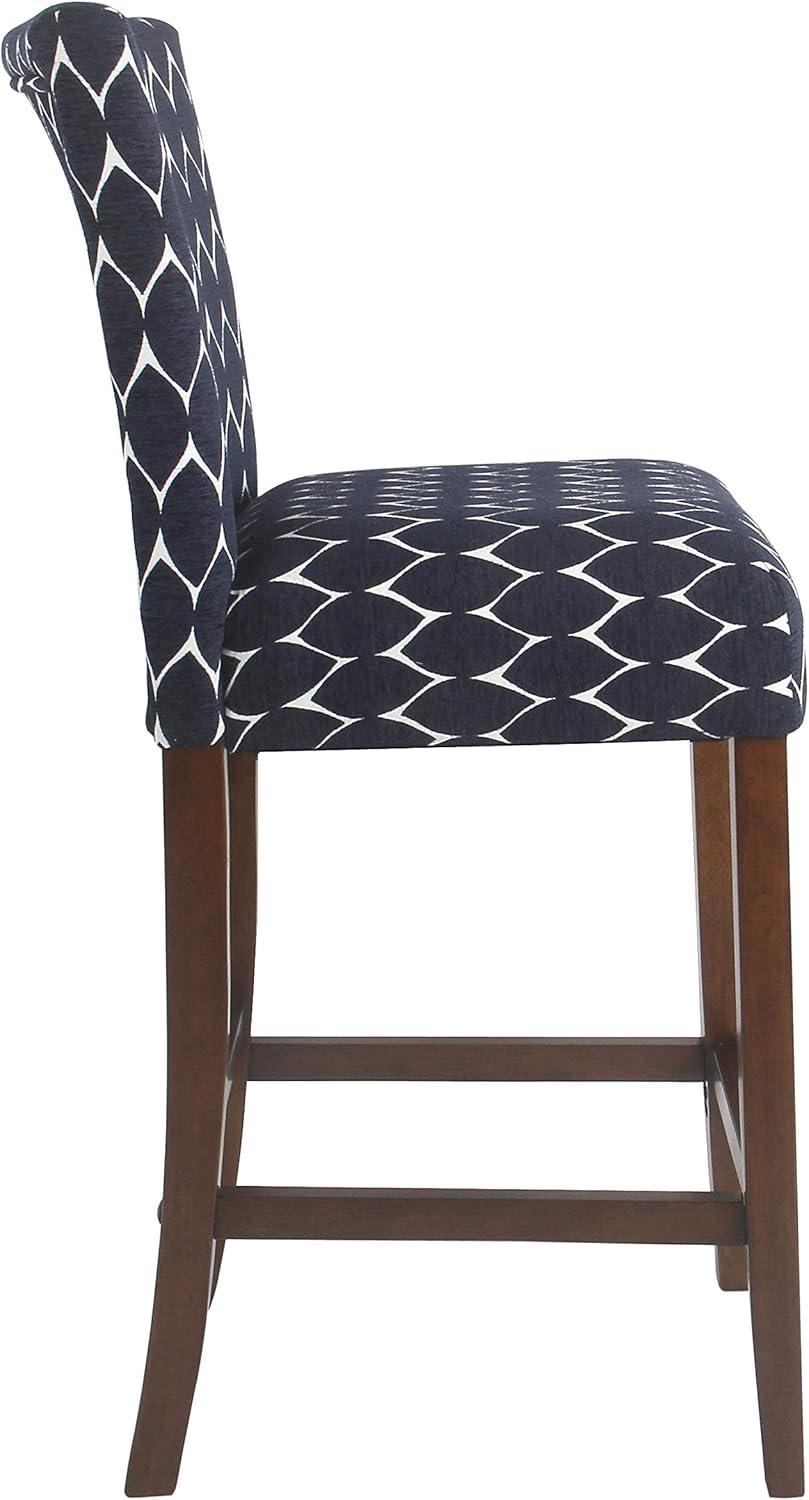 imageHomepop Home Decor Classic Counter Height Bar Stools 24 Inch Bar Stools Decorative Home Furniture Cream Mini Grid PatternTextured Navy