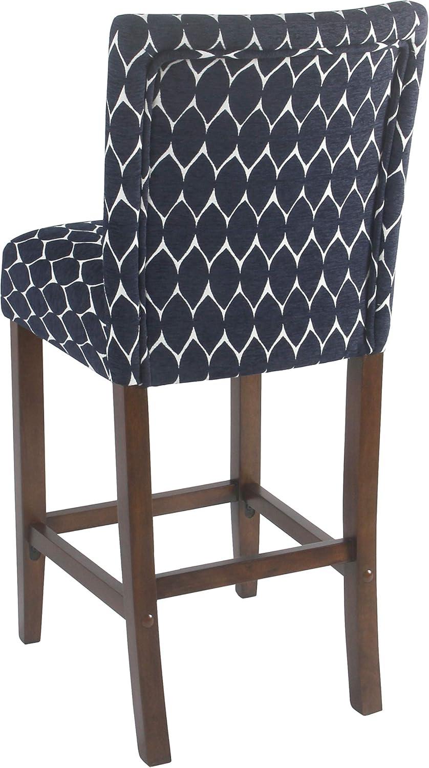 imageHomepop Home Decor Classic Counter Height Bar Stools 24 Inch Bar Stools Decorative Home Furniture Cream Mini Grid PatternTextured Navy