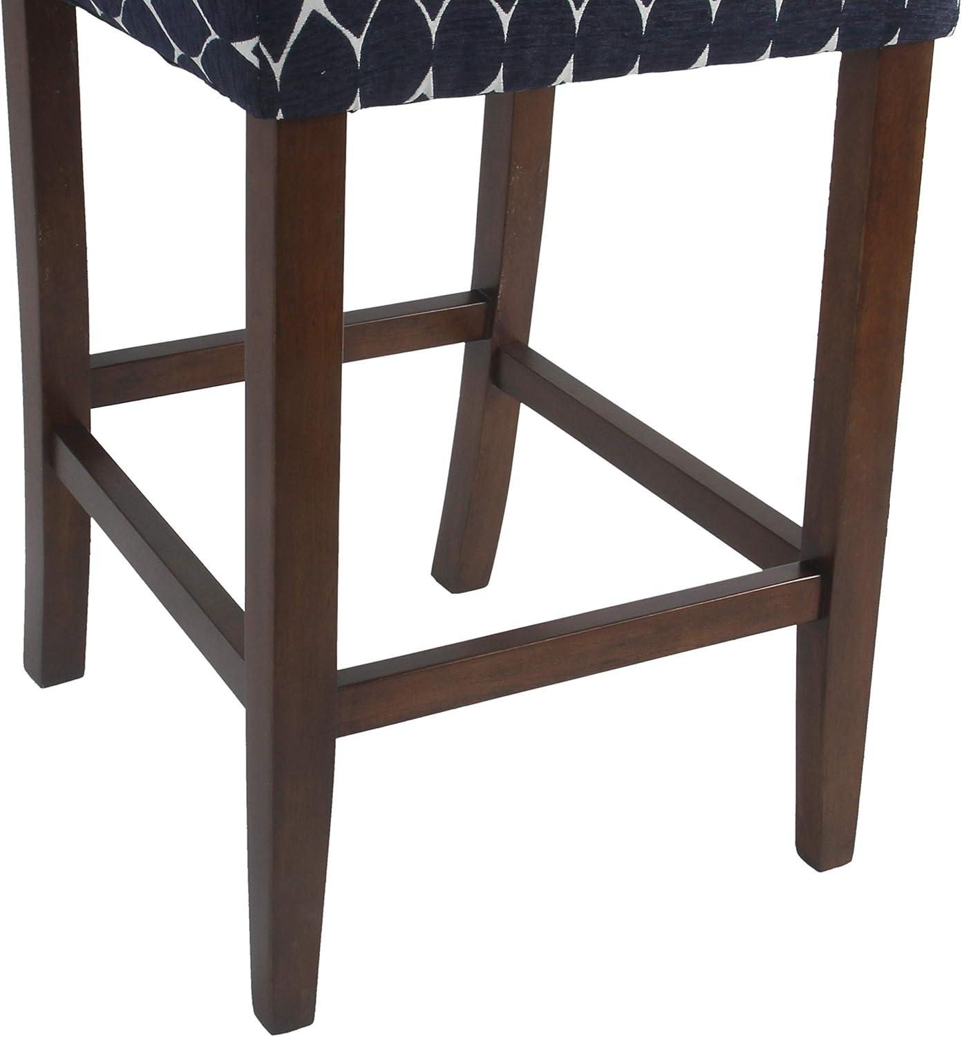 imageHomepop Home Decor Classic Counter Height Bar Stools 24 Inch Bar Stools Decorative Home Furniture Cream Mini Grid PatternTextured Navy