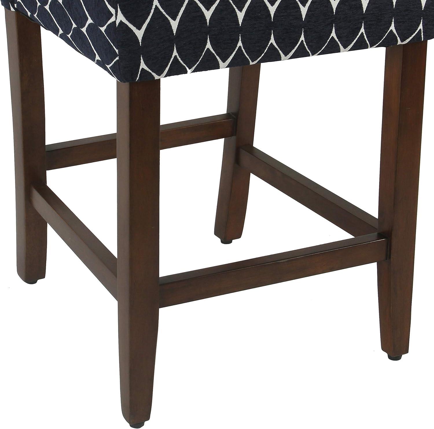 imageHomepop Home Decor Classic Counter Height Bar Stools 24 Inch Bar Stools Decorative Home Furniture Cream Mini Grid PatternTextured Navysingle Pack