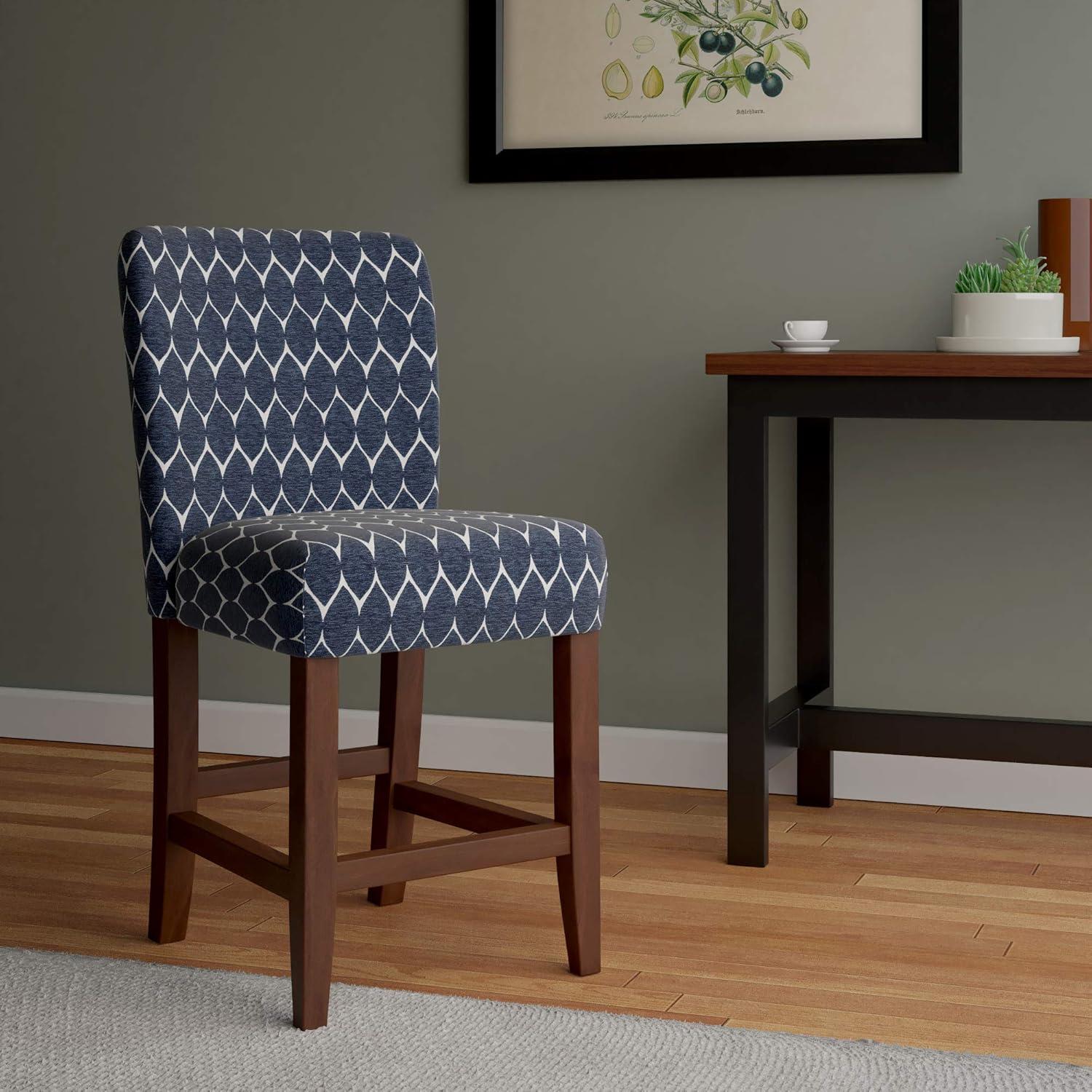 imageHomepop Home Decor Classic Counter Height Bar Stools 24 Inch Bar Stools Decorative Home Furniture Cream Mini Grid PatternTextured Navysingle Pack