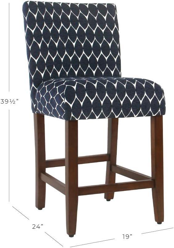 imageHomepop Home Decor Classic Counter Height Bar Stools 24 Inch Bar Stools Decorative Home Furniture Cream Mini Grid PatternTextured Navysingle Pack