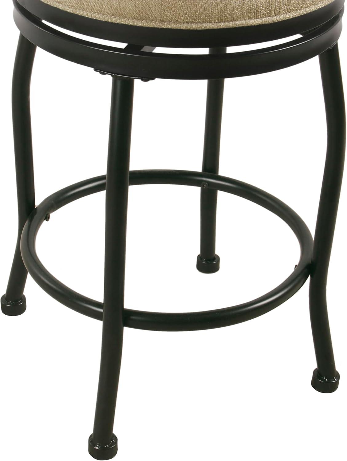 imageHomepop Home Decor Metal Counter Height Bar Stools 24 Bar Stools with Back Decorative Home Furniture Gray WovenFlax Brown