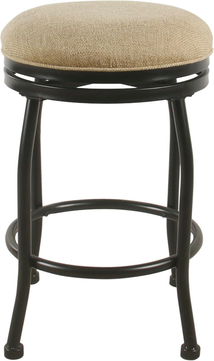 imageHomepop Home Decor Metal Counter Height Bar Stools 24 Bar Stools with Back Decorative Home Furniture Gray WovenFlax Brown