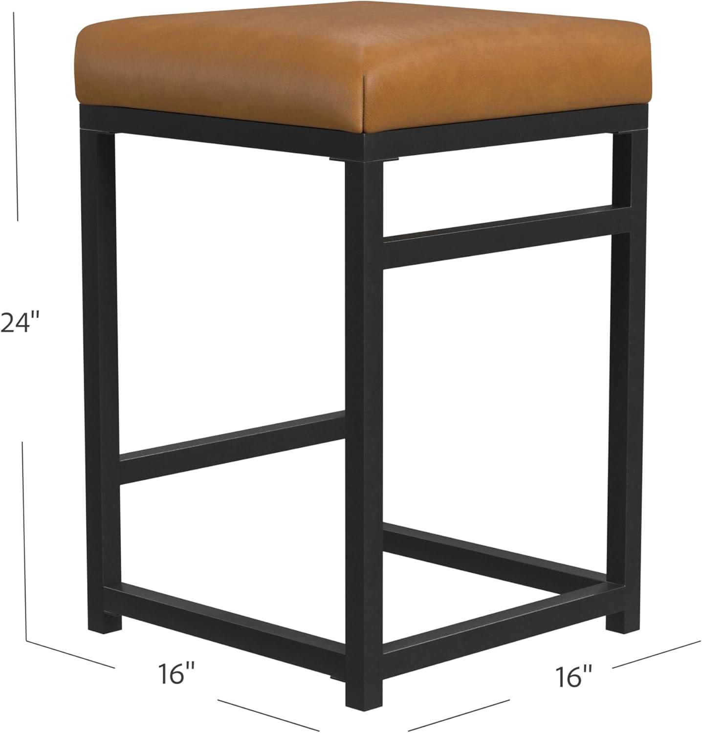 imageHomepop Home Decor Modern 24Inch Counter Stool Backless Metal Frame Bar Stools Counter Height Decorative Home Furniture Brown K765124F1552Carmel Faux Leather