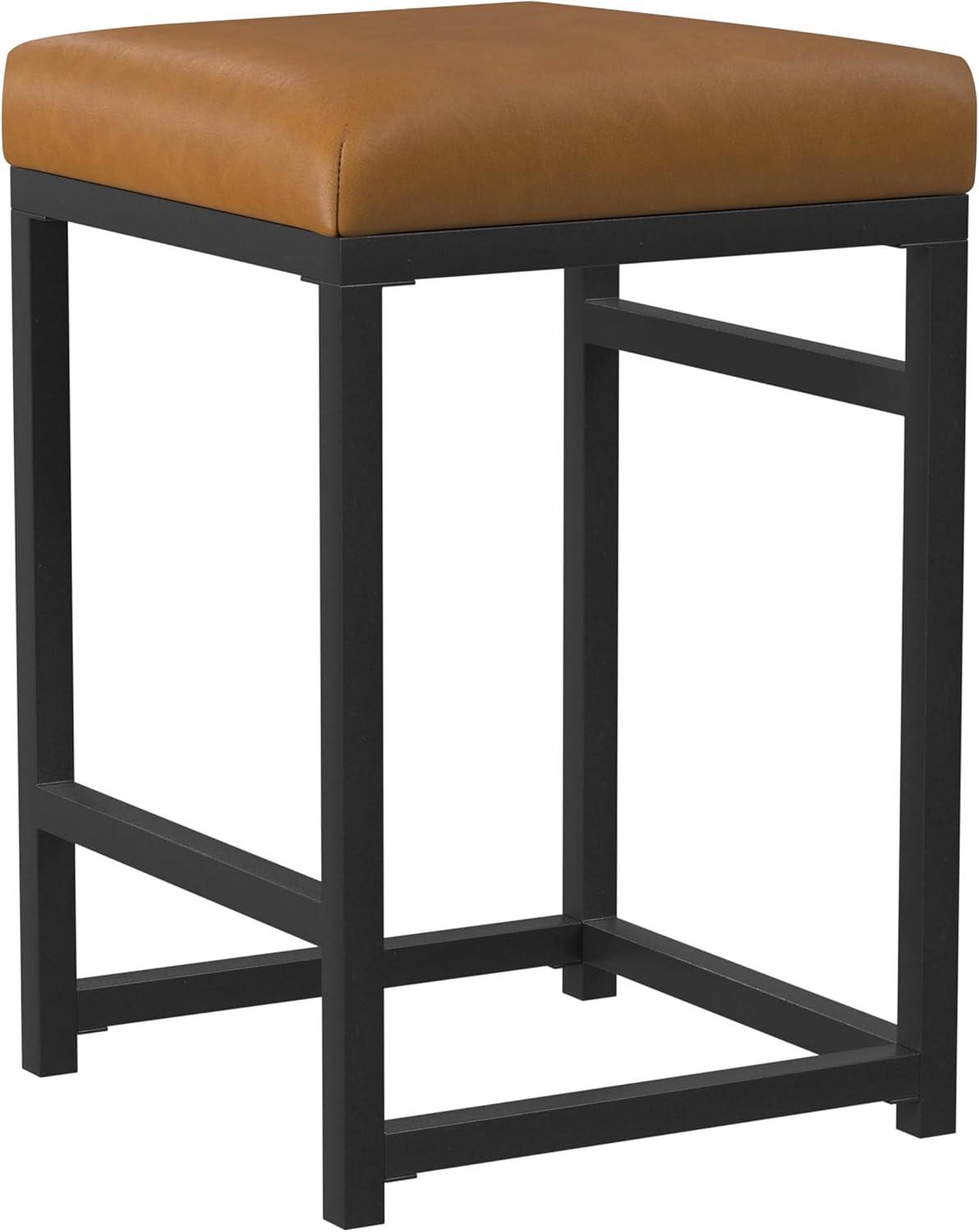 imageHomepop Home Decor Modern 24Inch Counter Stool Backless Metal Frame Bar Stools Counter Height Decorative Home Furniture Brown K765124F1552Carmel Faux Leather
