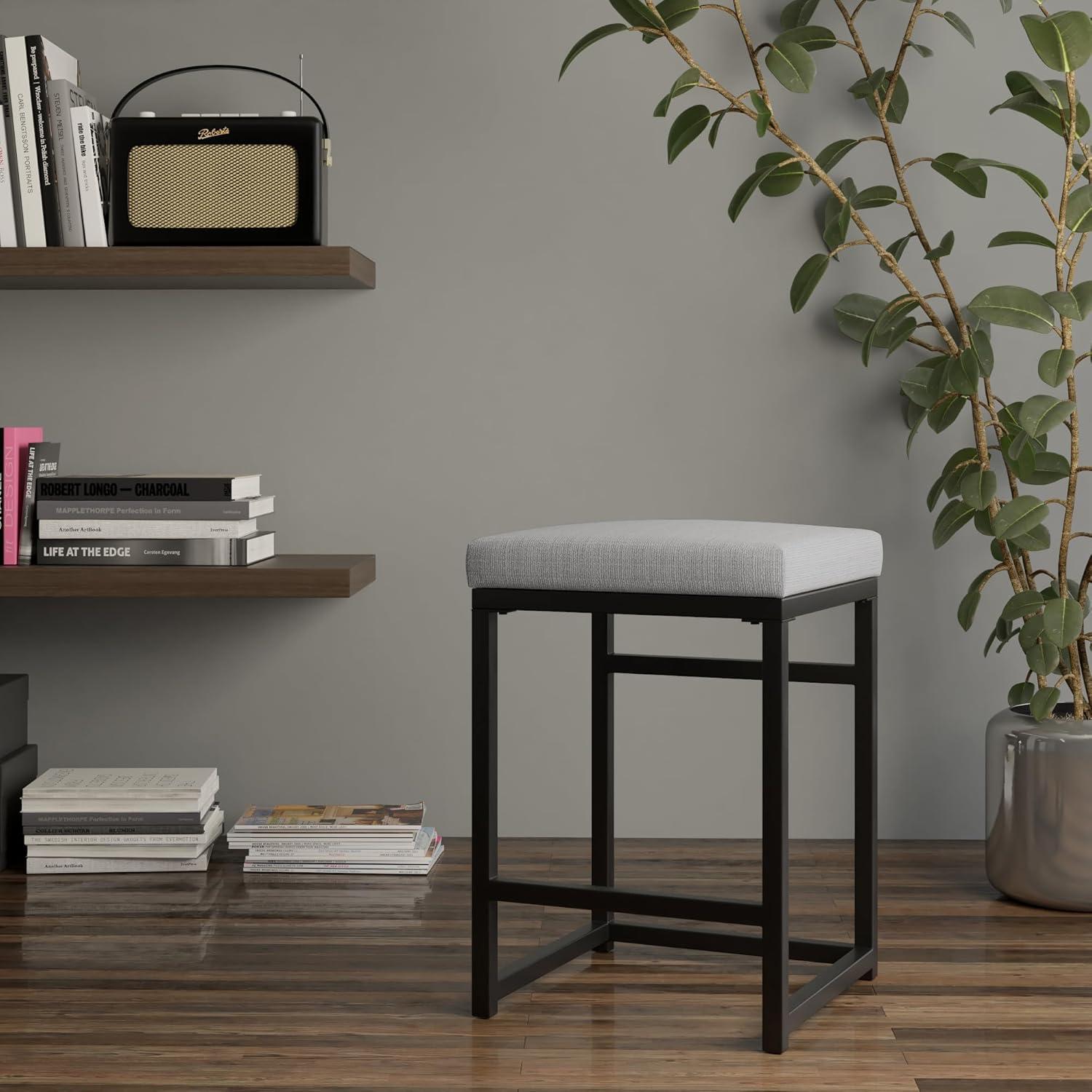 imageHomepop Home Decor Modern 24Inch Counter Stool Backless Metal Frame Bar Stools Counter Height Decorative Home Furniture Brown K765124F1552Light Gray