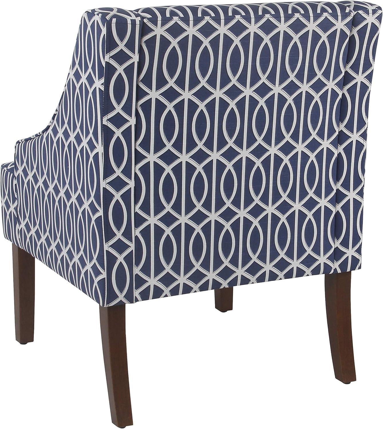 imageHomepop Home Decor Upholstered Classic Swoop Arm Accent Chair Accent Chairs for Living Room amp Bedroom Decorative Home Furniture Blue TrellisBlue Trellis