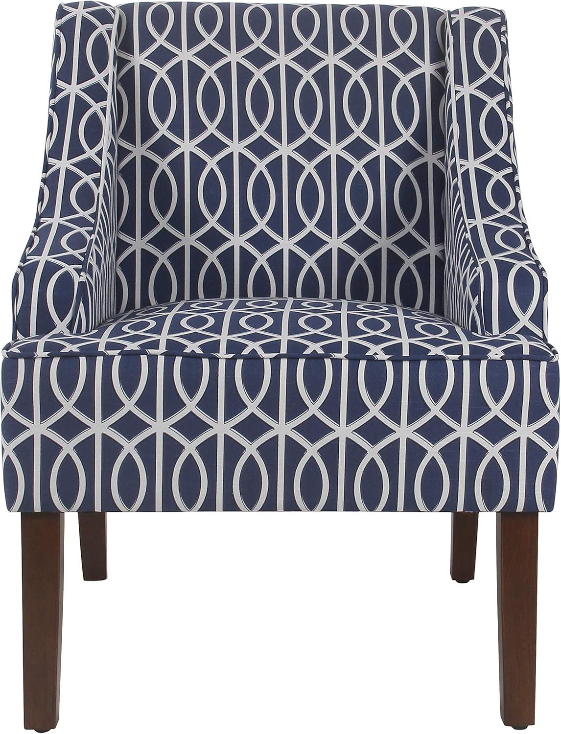 imageHomepop Home Decor Upholstered Classic Swoop Arm Accent Chair Accent Chairs for Living Room amp Bedroom Decorative Home Furniture Blue TrellisBlue Trellis