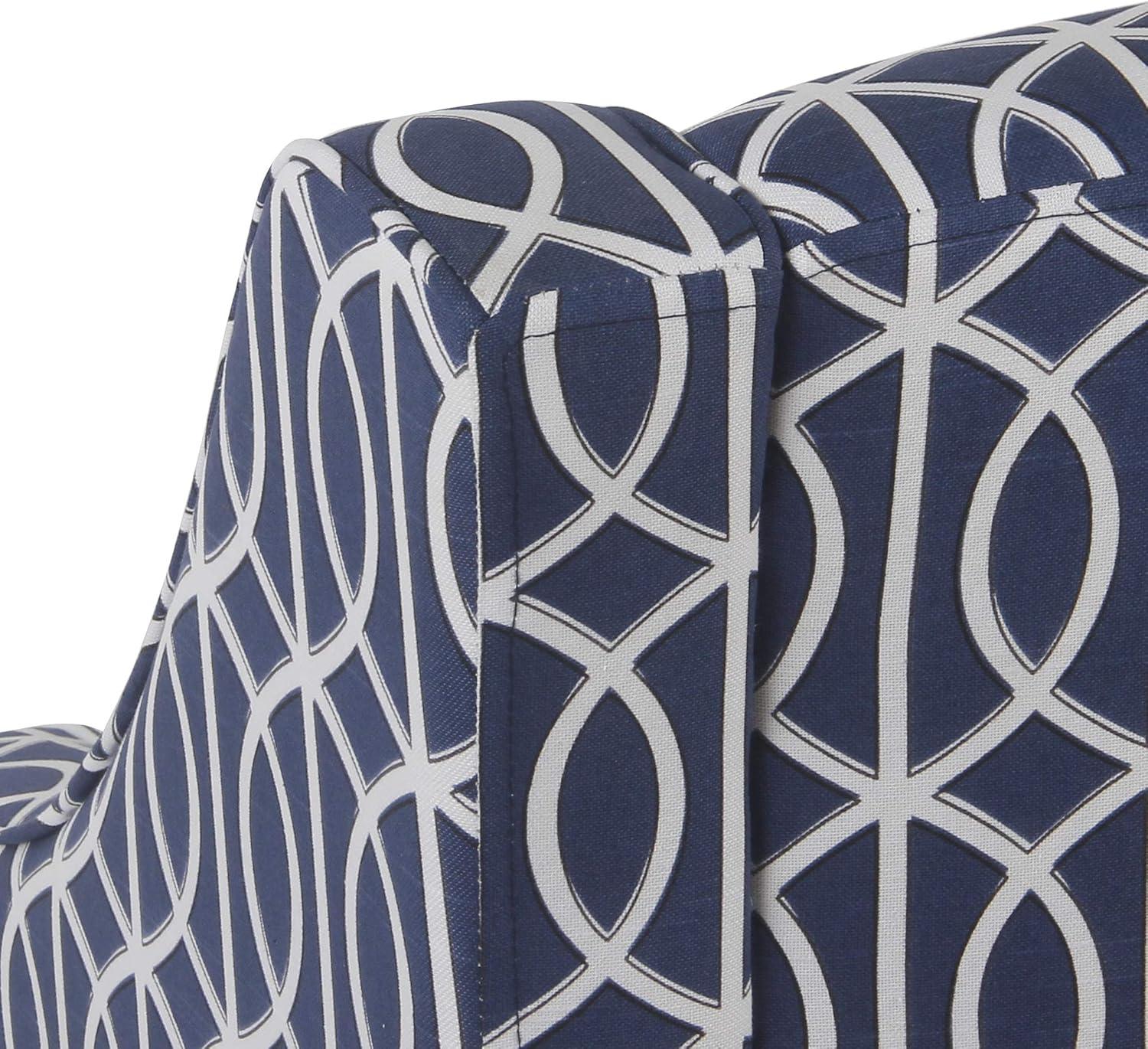 imageHomepop Home Decor Upholstered Classic Swoop Arm Accent Chair Accent Chairs for Living Room amp Bedroom Decorative Home Furniture Blue TrellisBlue Trellis