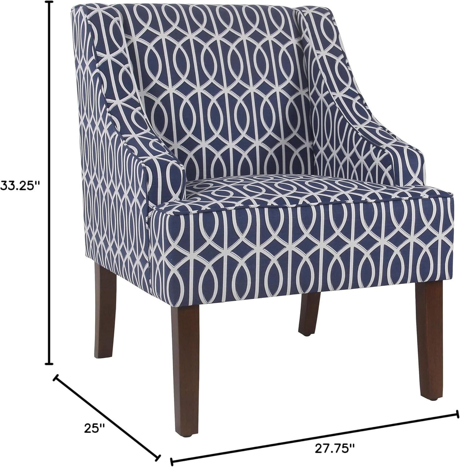 imageHomepop Home Decor Upholstered Classic Swoop Arm Accent Chair Accent Chairs for Living Room amp Bedroom Decorative Home Furniture Blue TrellisBlue Trellis