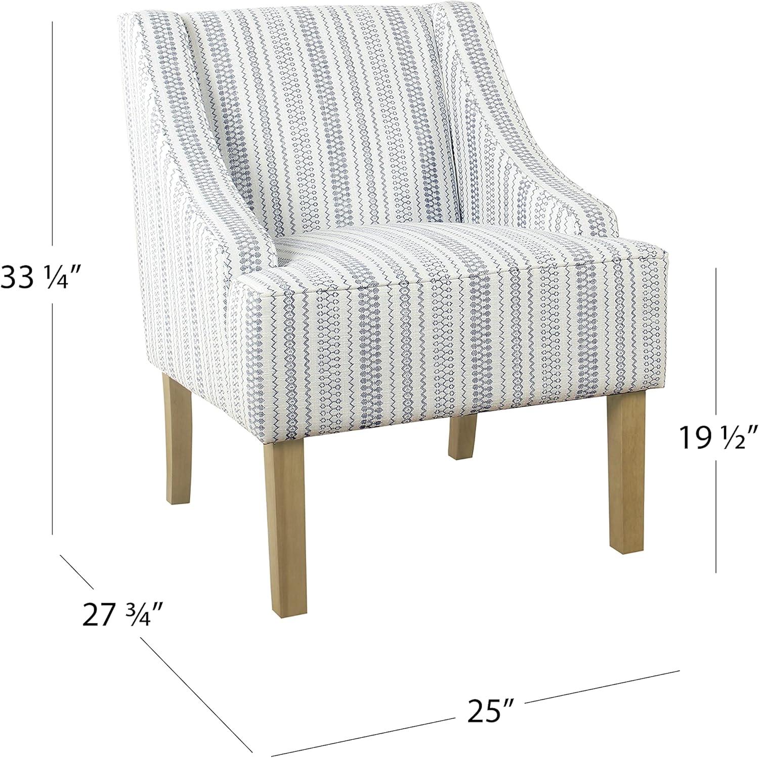imageHomepop Home Decor Upholstered Classic Swoop Arm Accent Chair Accent Chairs for Living Room amp Bedroom Decorative Home Furniture Blue TrellisBlue and White Farmhouse Stripe