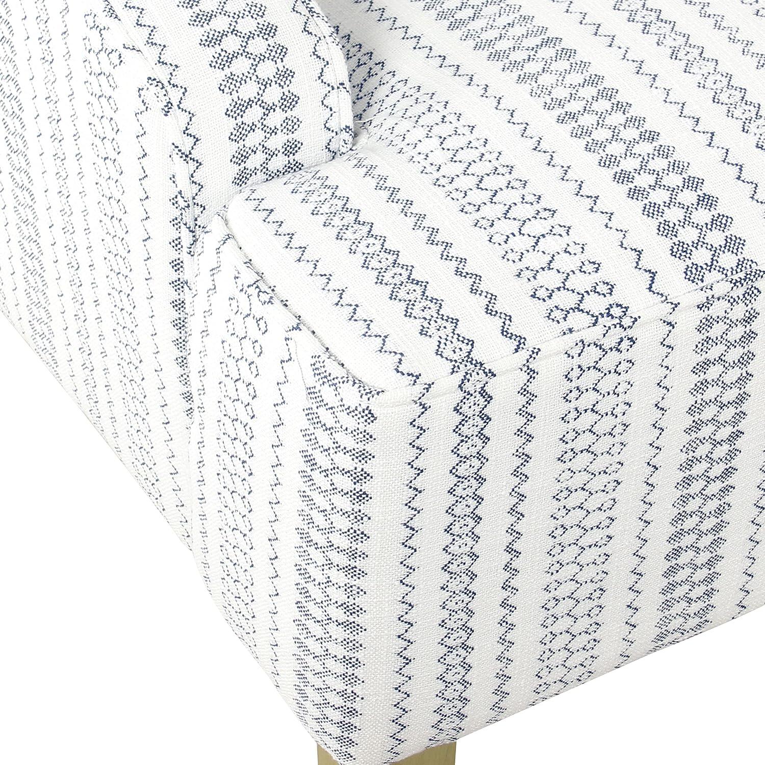 imageHomepop Home Decor Upholstered Classic Swoop Arm Accent Chair Accent Chairs for Living Room amp Bedroom Decorative Home Furniture Blue TrellisBlue and White Farmhouse Stripe