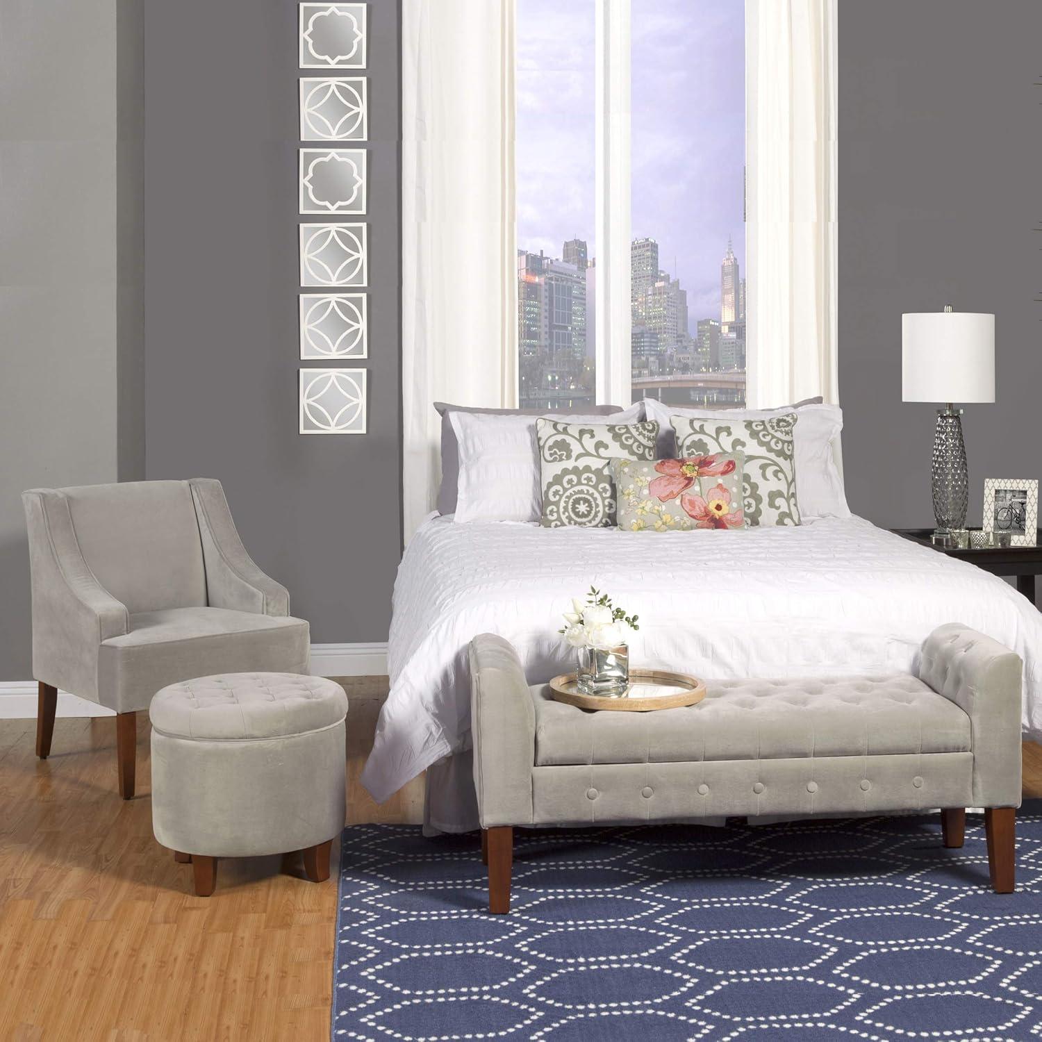 imageHomepop Home Decor Upholstered Classic Swoop Arm Accent Chair Accent Chairs for Living Room amp Bedroom Decorative Home Furniture Blue TrellisVelvet Grey