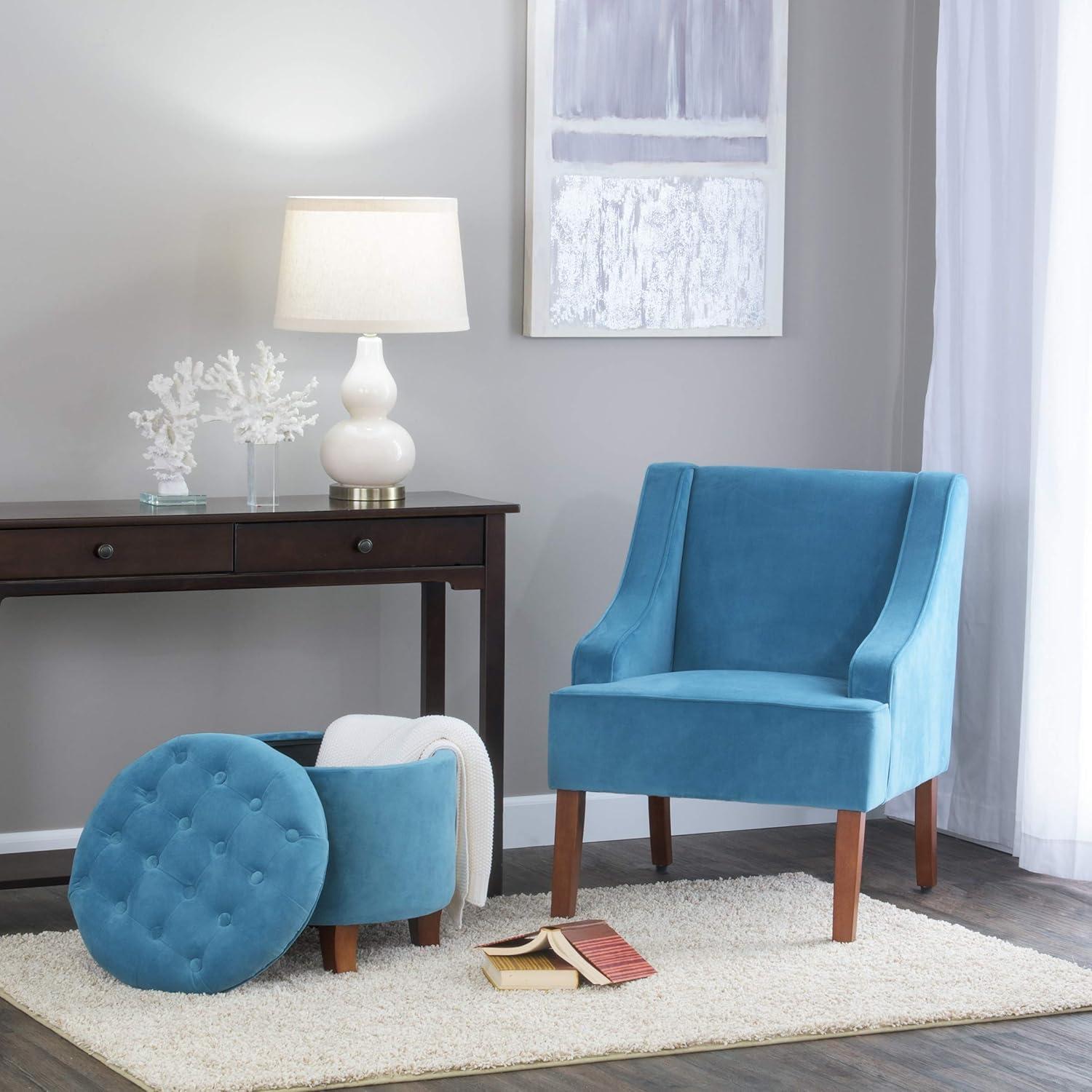 imageHomepop Home Decor Upholstered Classic Swoop Arm Accent Chair Accent Chairs for Living Room amp Bedroom Decorative Home Furniture Blue TrellisVelvet Teal