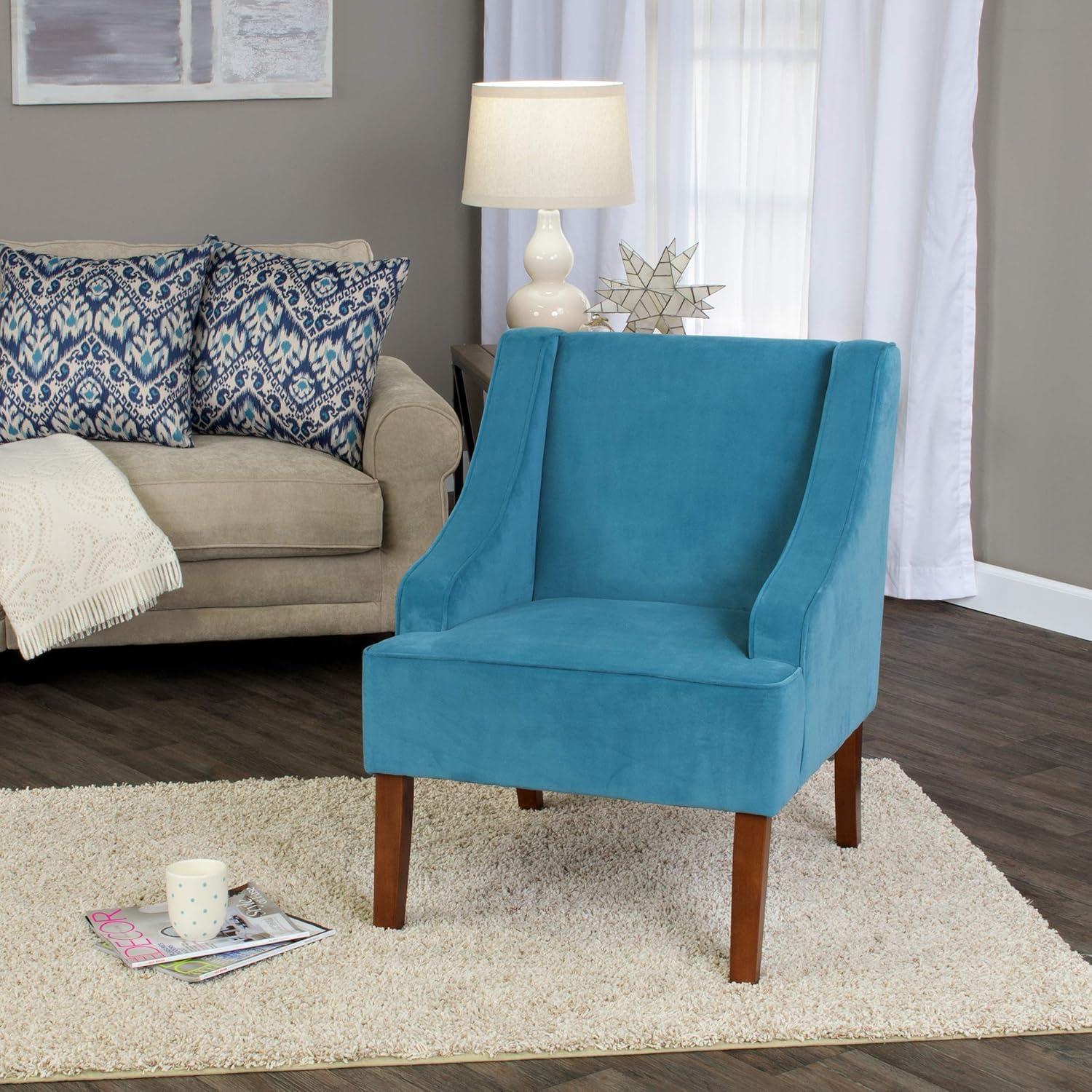 imageHomepop Home Decor Upholstered Classic Swoop Arm Accent Chair Accent Chairs for Living Room amp Bedroom Decorative Home Furniture Blue TrellisVelvet Teal