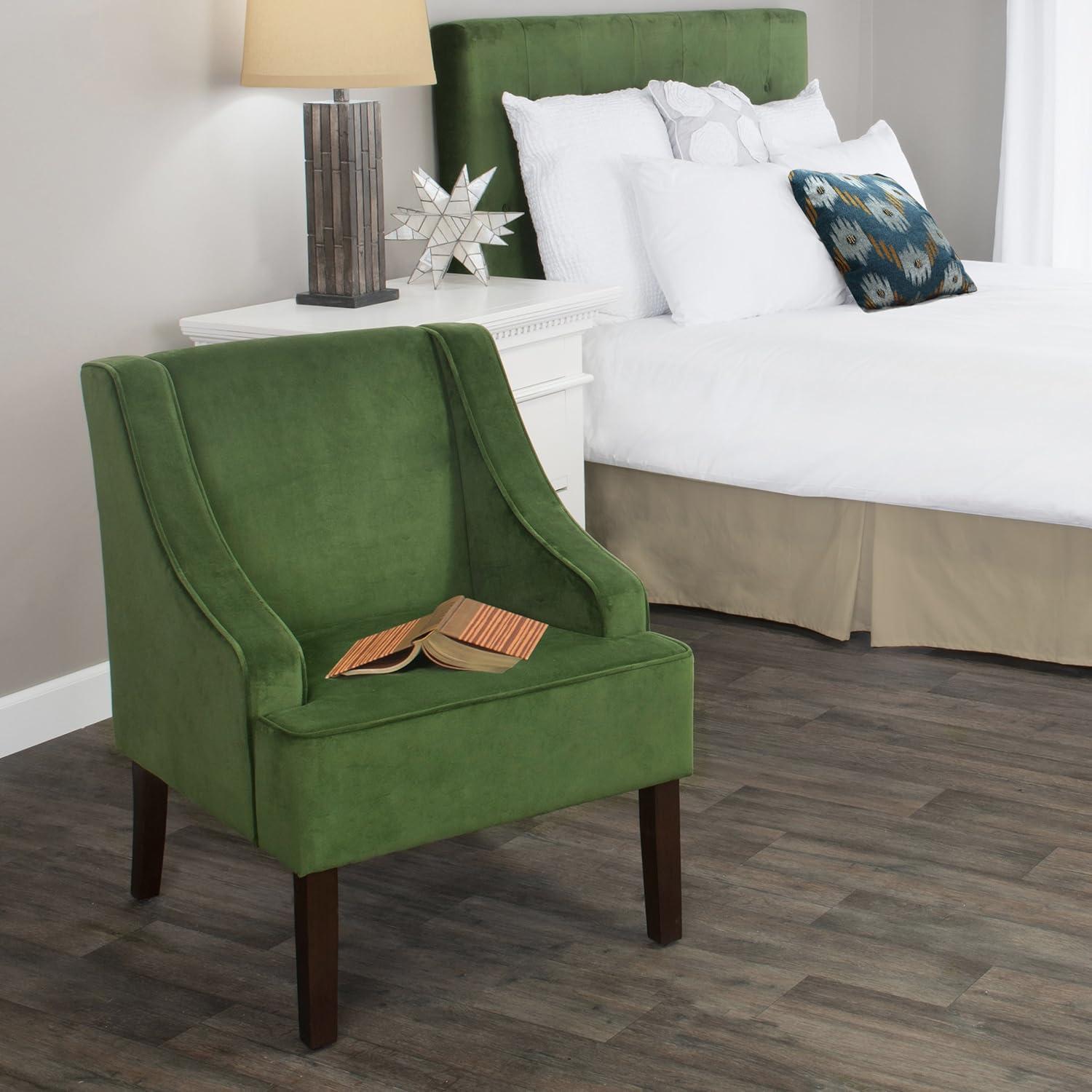 imageHomepop Home Decor Upholstered Classic Swoop Arm Accent Chair Accent Chairs for Living Room amp Bedroom Decorative Home Furniture Dark Green