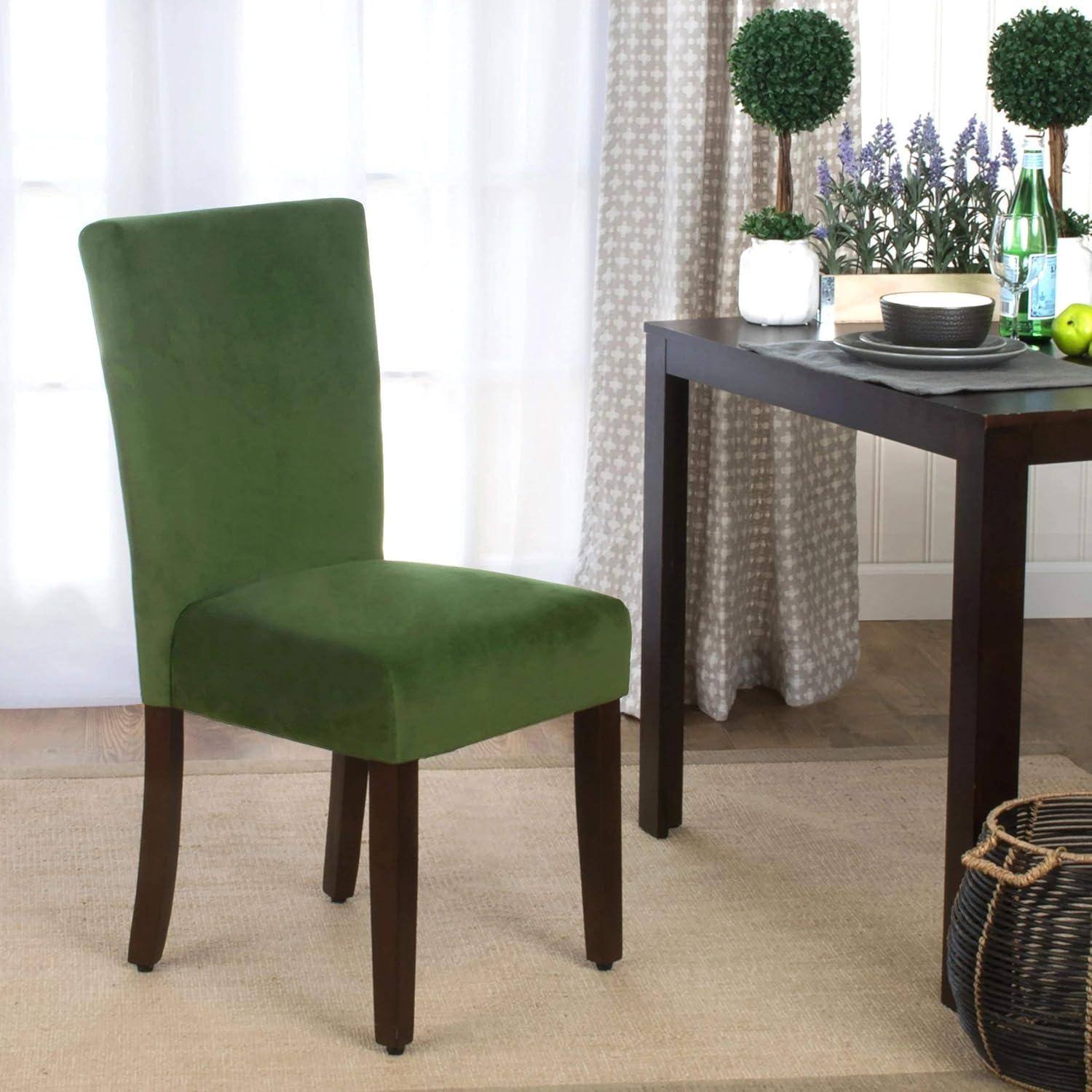 imageHomepop Scalloped Detail Dining ChairUpholstered Parsons Dining Chairs Decorative Home Furniture Cream Textured Woven Set of 2Dark Green