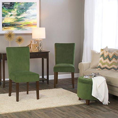 imageHomepop Scalloped Detail Dining ChairUpholstered Parsons Dining Chairs Decorative Home Furniture Cream Textured Woven Set of 2Dark Green
