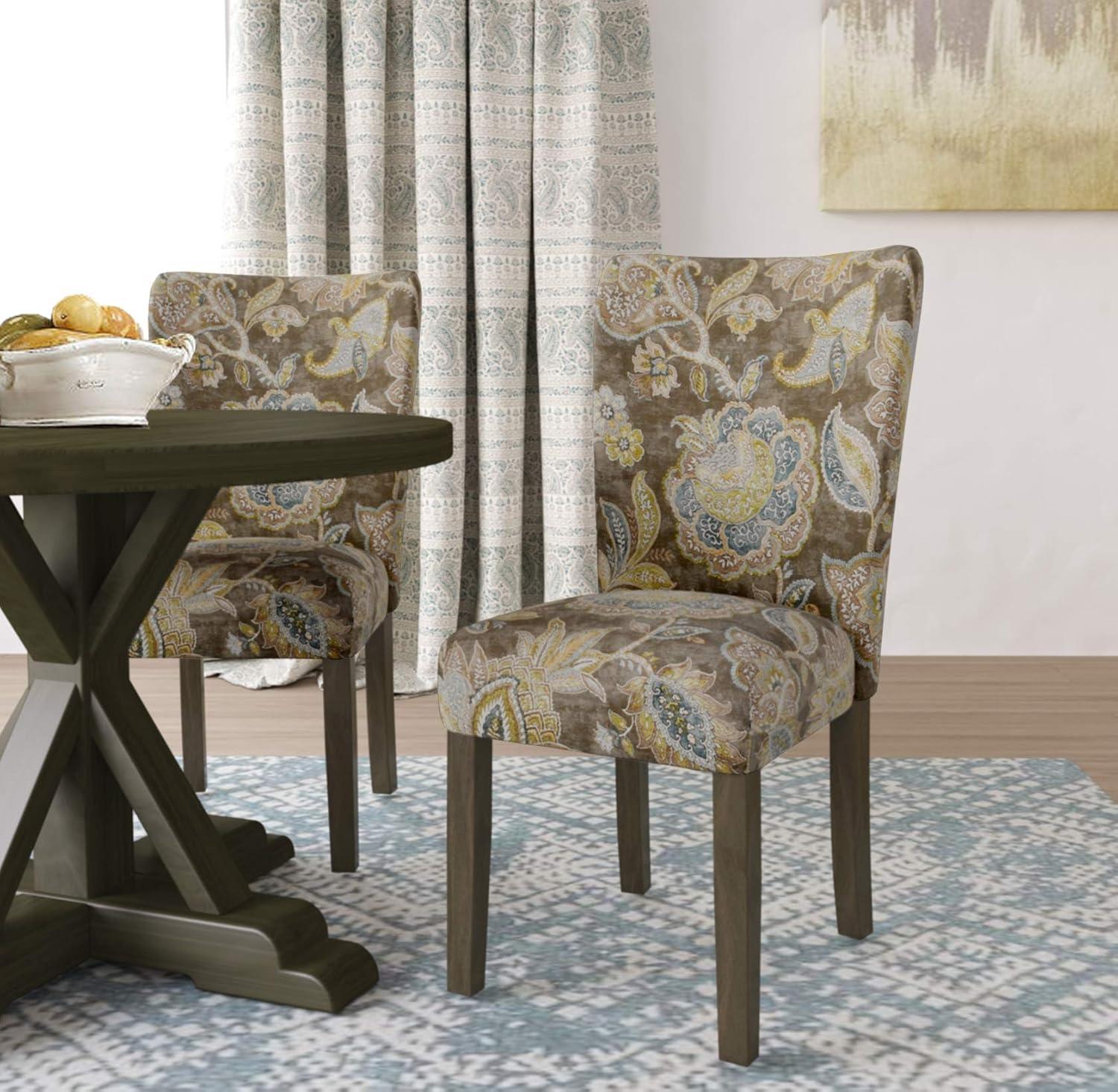 imageHomepop Scalloped Detail Dining ChairUpholstered Parsons Dining Chairs Decorative Home Furniture Cream Textured Woven Set of 2Grey Floral