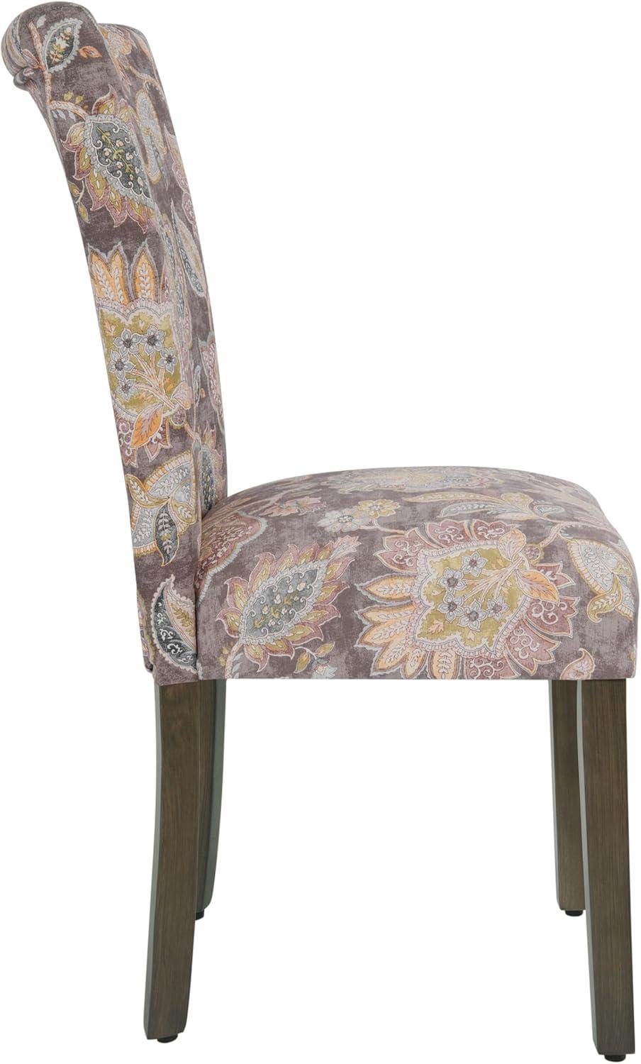 imageHomepop Scalloped Detail Dining ChairUpholstered Parsons Dining Chairs Decorative Home Furniture Cream Textured Woven Set of 2Grey Floral