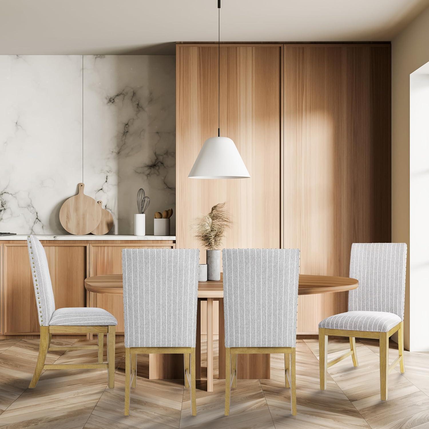imageHomepop Scalloped Detail Dining ChairUpholstered Parsons Dining Chairs Decorative Home Furniture Cream Textured Woven Set of 2Light Gray Stripe Set of 2