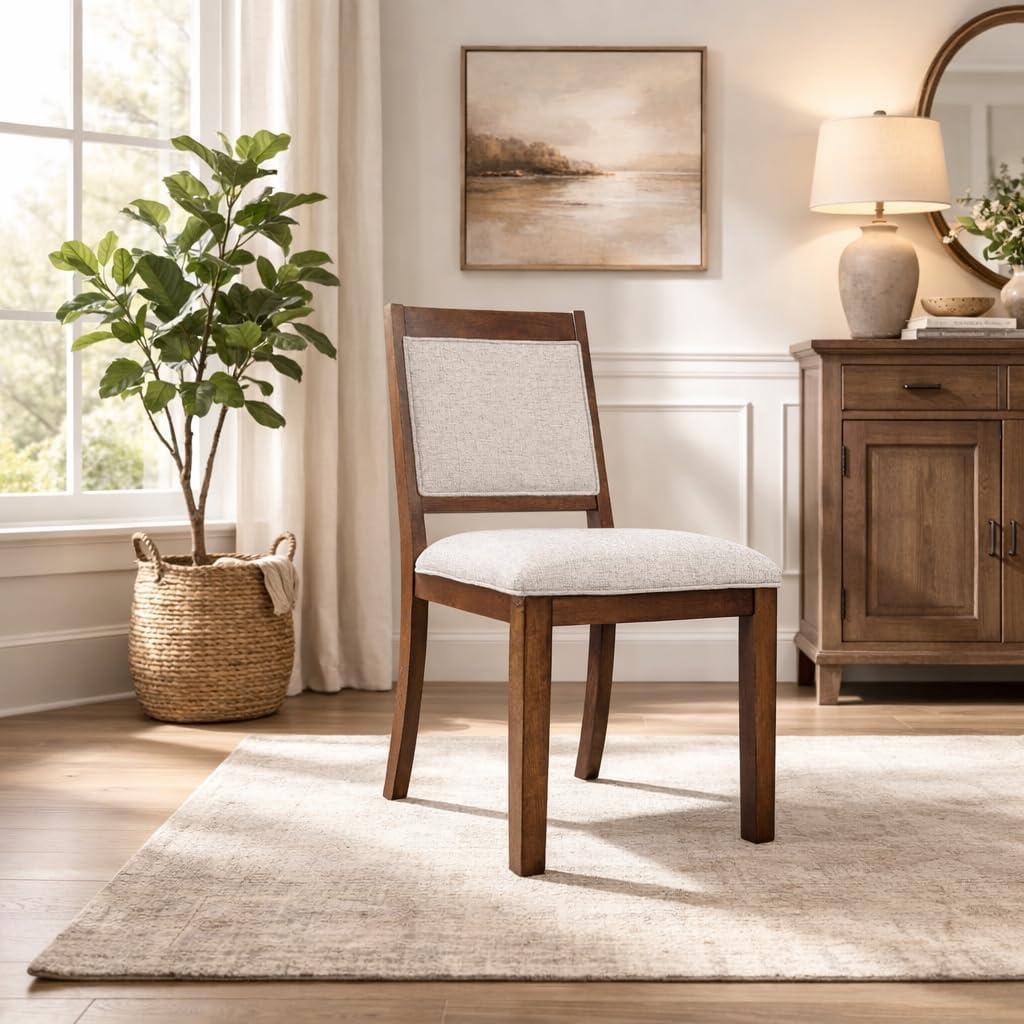 imageHomepop Scalloped Detail Dining ChairUpholstered Parsons Dining Chairs Decorative Home Furniture Cream Textured Woven Set of 2Neutral Textured Solid Set of 2
