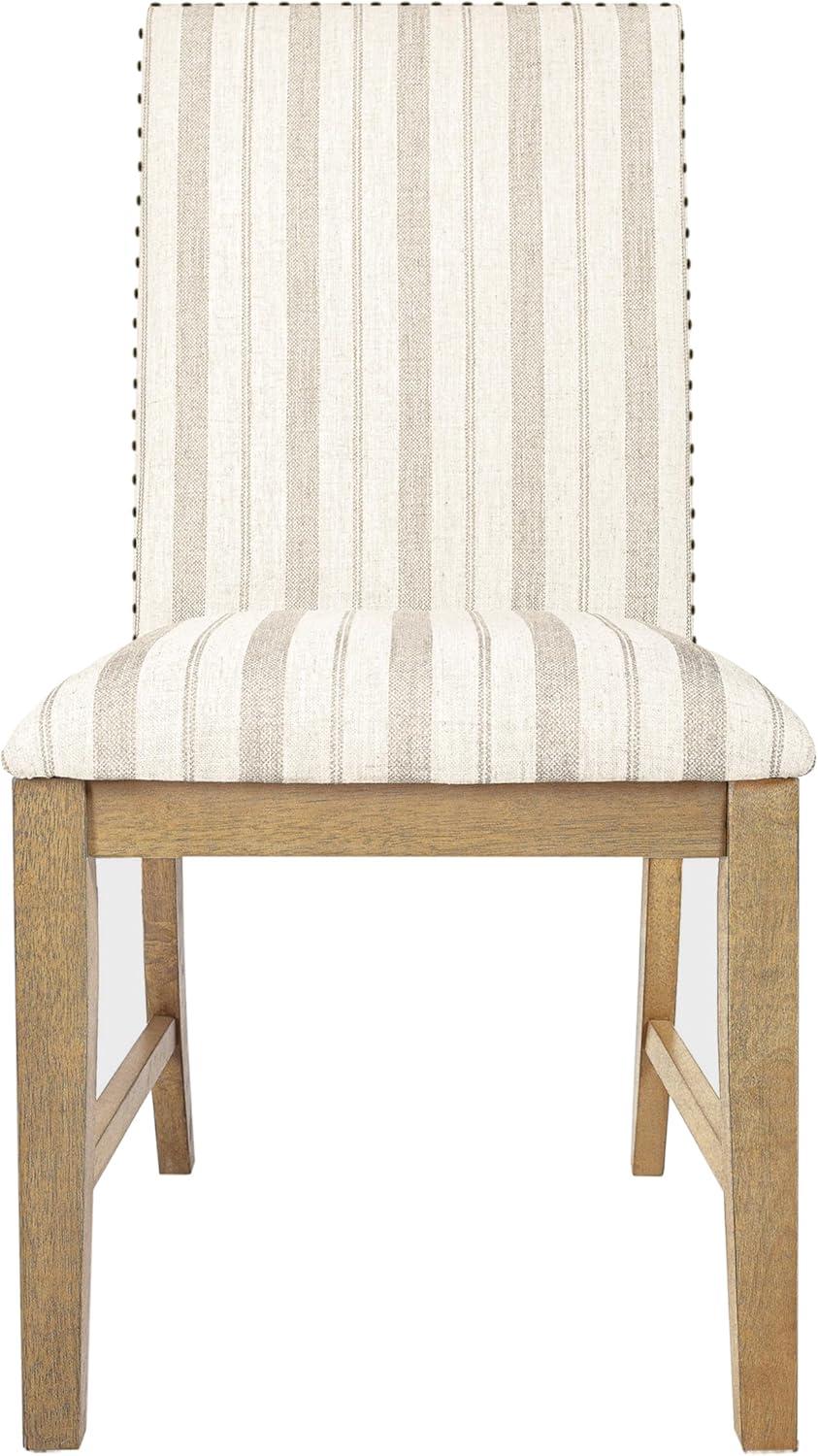 imageHomepop Scalloped Detail Dining ChairUpholstered Parsons Dining Chairs Decorative Home Furniture Cream Textured Woven Set of 2Taupe Stripe Set of 2