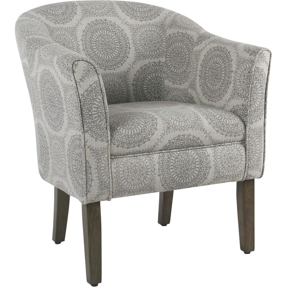imageHomePop Barrel Shaped Accent Chair Grey Medallion