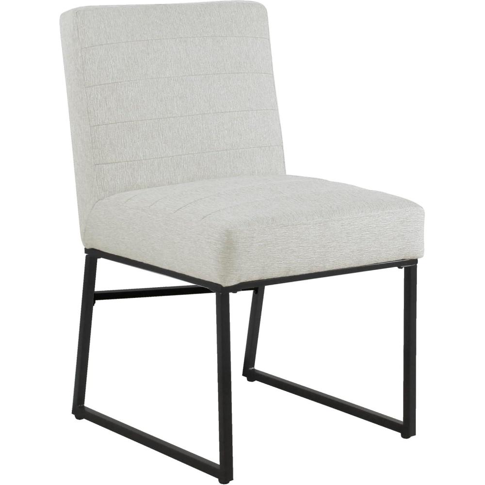 imageHomePop Channeled Metal Dining Chair  HomePop Home Dcor  Single Pack  Brown Faux LeatherGray Woven