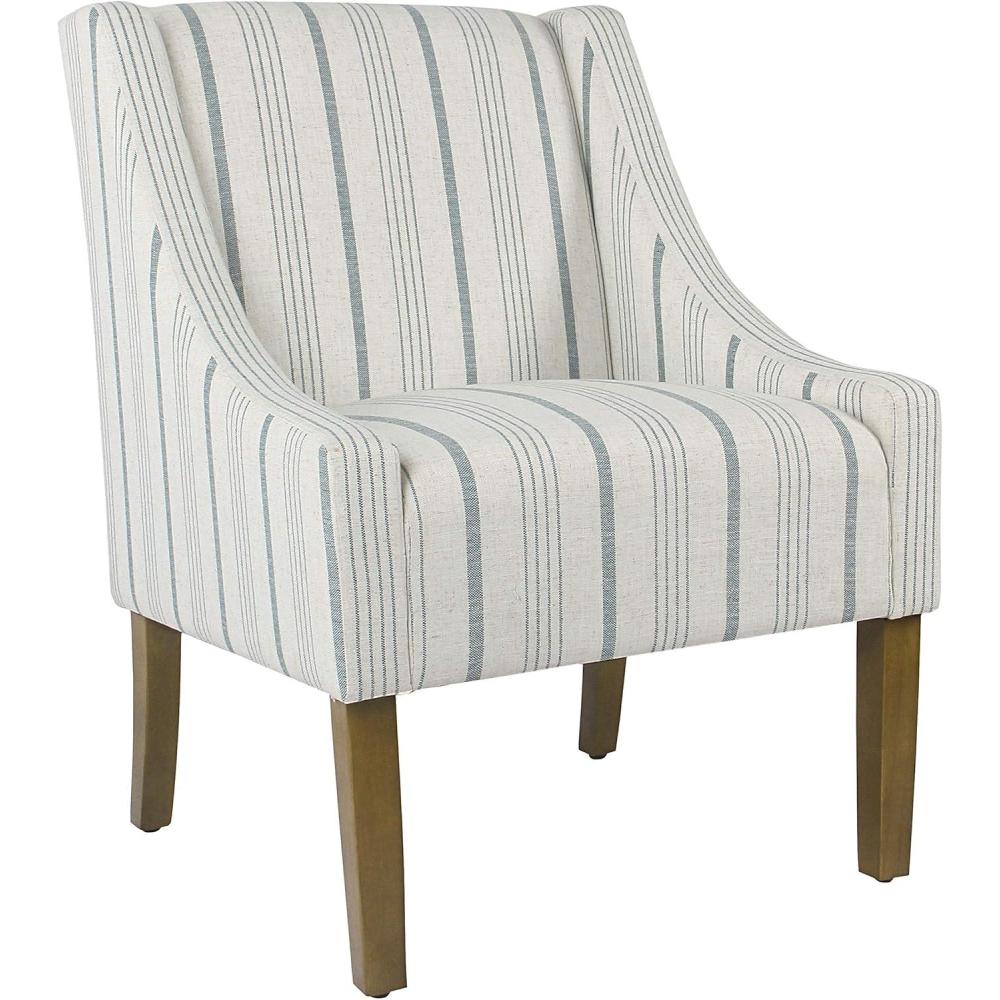 imageHomePop Modern Swoop Arm Accent Chair Blue Stripes