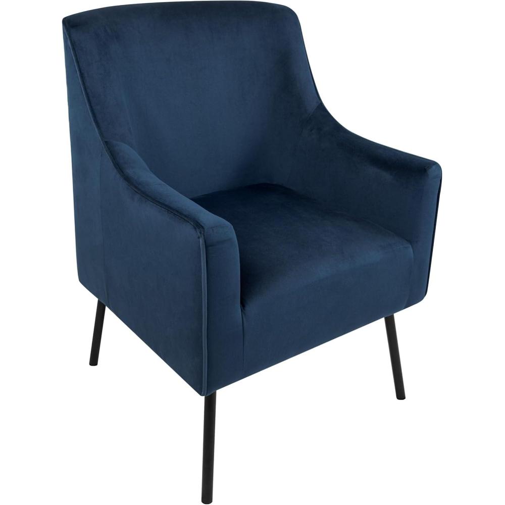 imageHomePop Mordern Accent Chair Homepop Home Dcor Accent Chairs for Living Room amp Bedroom Fabric Reading Living Room Side Chair Single Sofa with Lounge Seat and Metal Legs Green VelvetNavy
