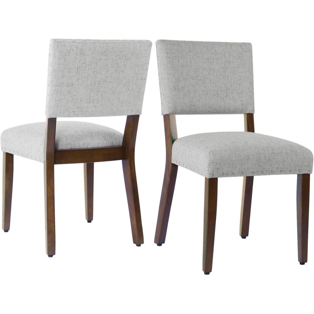 imageHomePop Open Back Dining Chair Upholstered Dining Chairs Dining Chairs Set of 2 with Nailhead Trim Decorative Home Furniture Gray WovenGray Woven